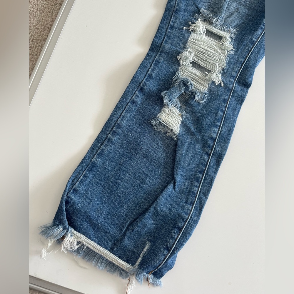 RISEN Distressed Blue Straight Leg Jeans - Picture 2 of 8